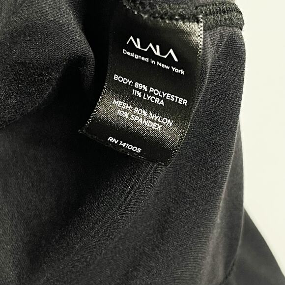 Alala Small Black Mesh Pieced Hoodie Long Sleeve Athleisure Sweatshirt Hood - Picture 9 of 10